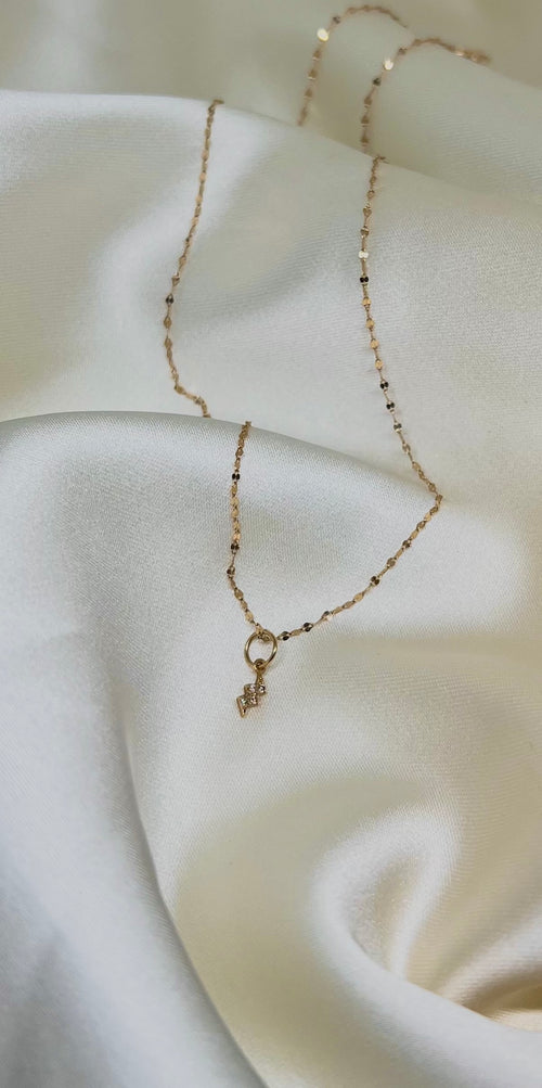 14K Solid Gold Diamond Lightning Bolt Necklace